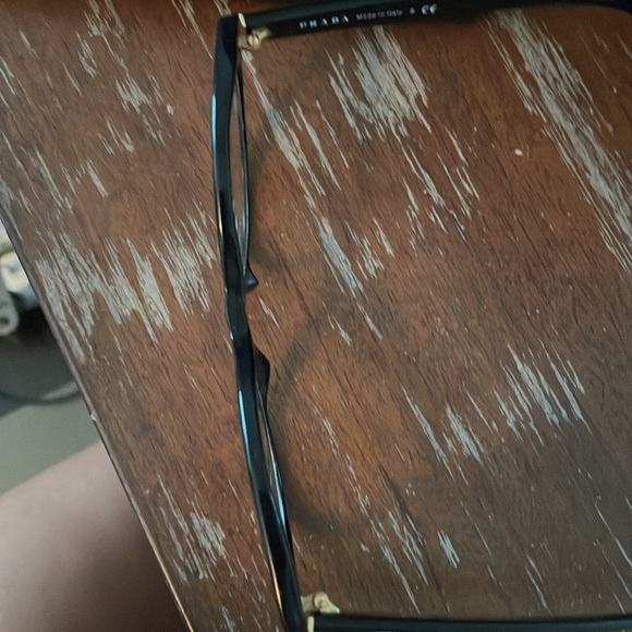 Prada VPR 01U 1AB-101 black gloss cat eye eyeglasses with black logo hard case - Picture 16 of 16